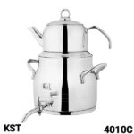 کتری و قوری گلابی دسته استیل با قوری استیل KST 4010C