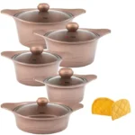 سرویس قابلمه 12 پارچه گرانیت طرح کره ایC (رزگلد ماربل) MGS