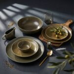 سرویس غذا خوری 6 نفره ری اکتیو زیتونی کرایس بزرگ بن سای 30 پارچه - max